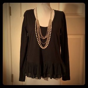 Host Pick 🎉 J. Crew Black Long Sleeve Peplum Tee